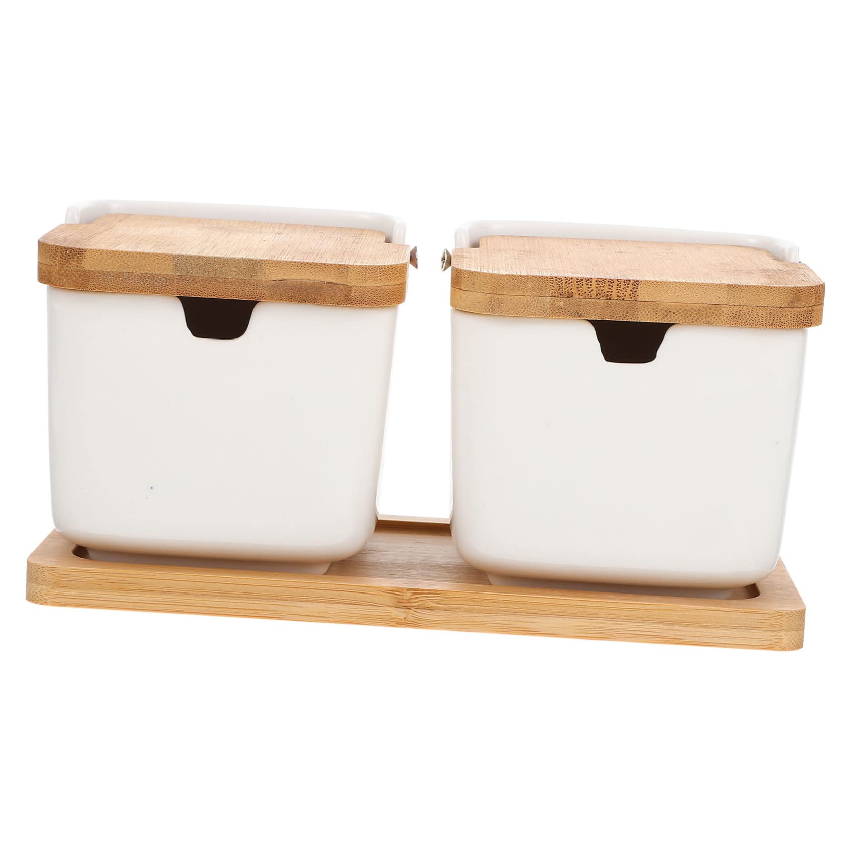 Unomor 1 Set Spice Jar Condiment Container Square Containers with Lids Salt and Pepper Containers Seasoning Organizer Seasoning Shaker Coffee Sugar Container Seasoning Pots Ceramics White