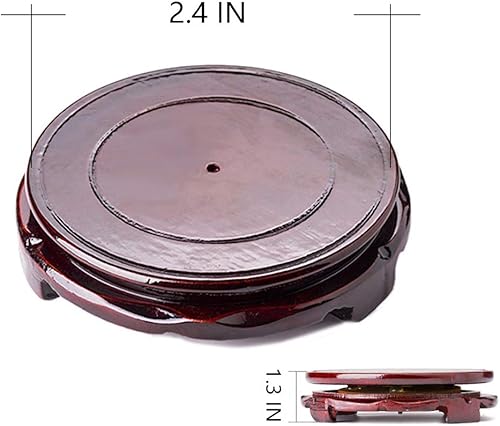 Miniatura 2 de GOLDY&WENDY Base redonda de chapa de madera marrón estilo oriental para tetera, lámpara de jarrón, soporte de exhibición estable para decoración del