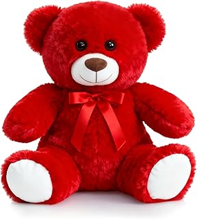 HollyHOME Teddy Bear Stuffed Animal Small Plush Teddy Bear Toys for Children Girlfriend Family Congratulations Baby Shower Birthday Red 10 inch