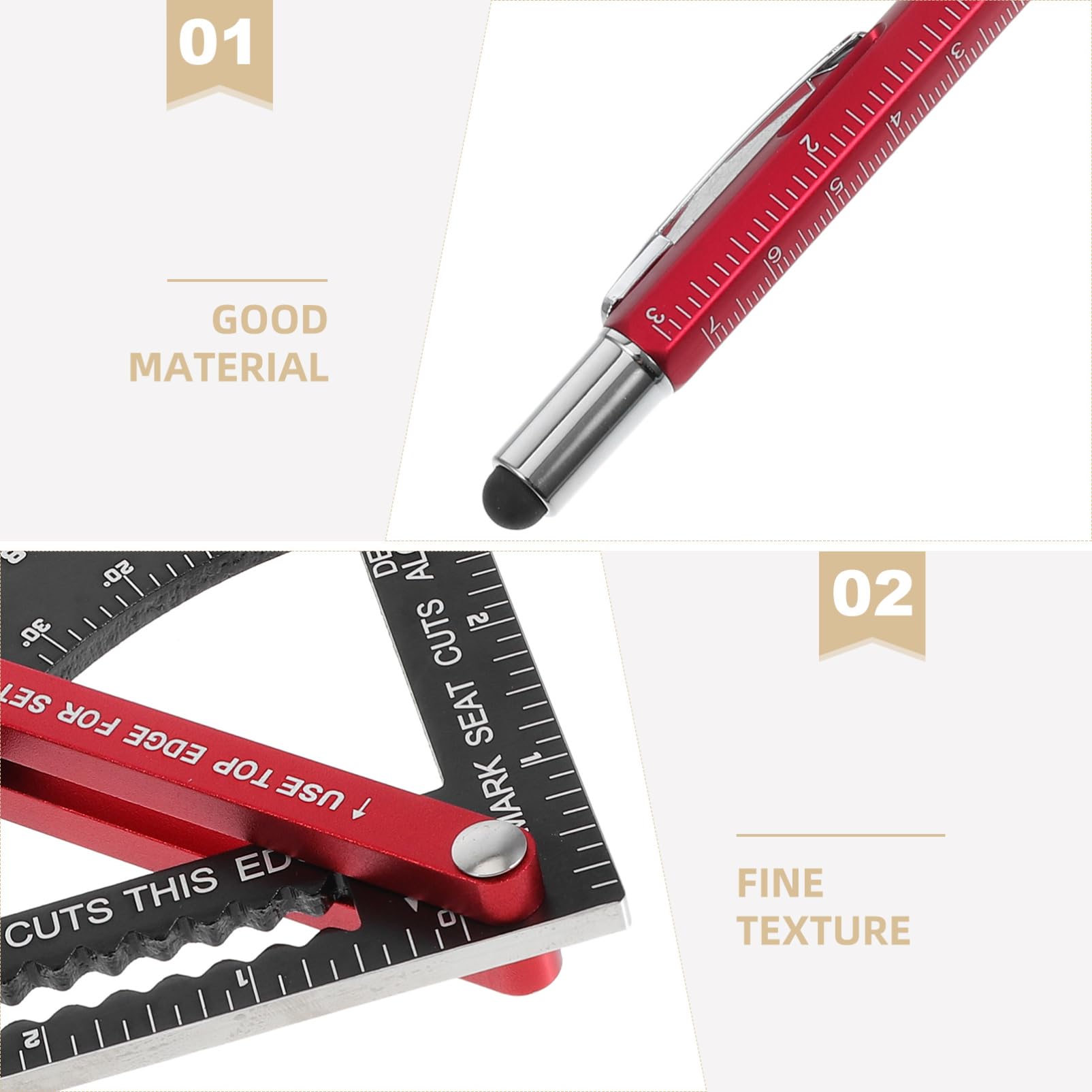 2 Stück Schreiner Dreieck Lineal mit Markierstift Rot Einschulung Feier