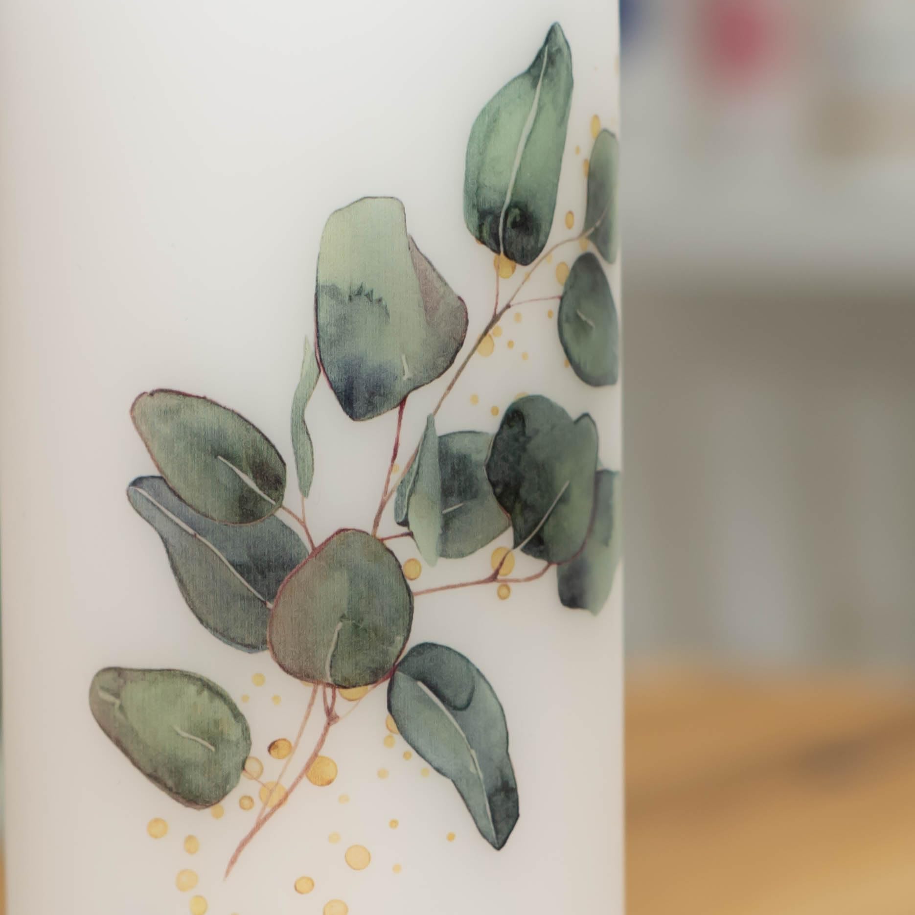 Hochzeitskerze mit Designdruck FILZMOOS personalisiert mit Namen und Datum, individuell
