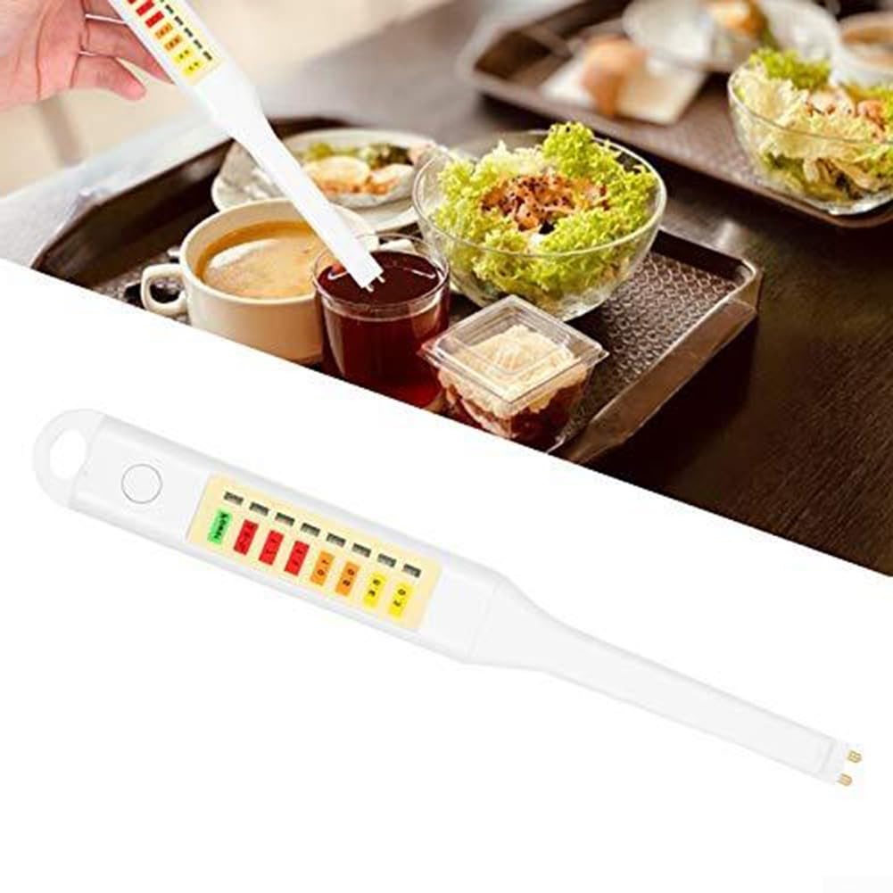 Testeur de sel portable pour aliments avec indicateur LED et compensation automatique, salinité de cuisine portable pour soupes, sauces, métal (sans batterie)
