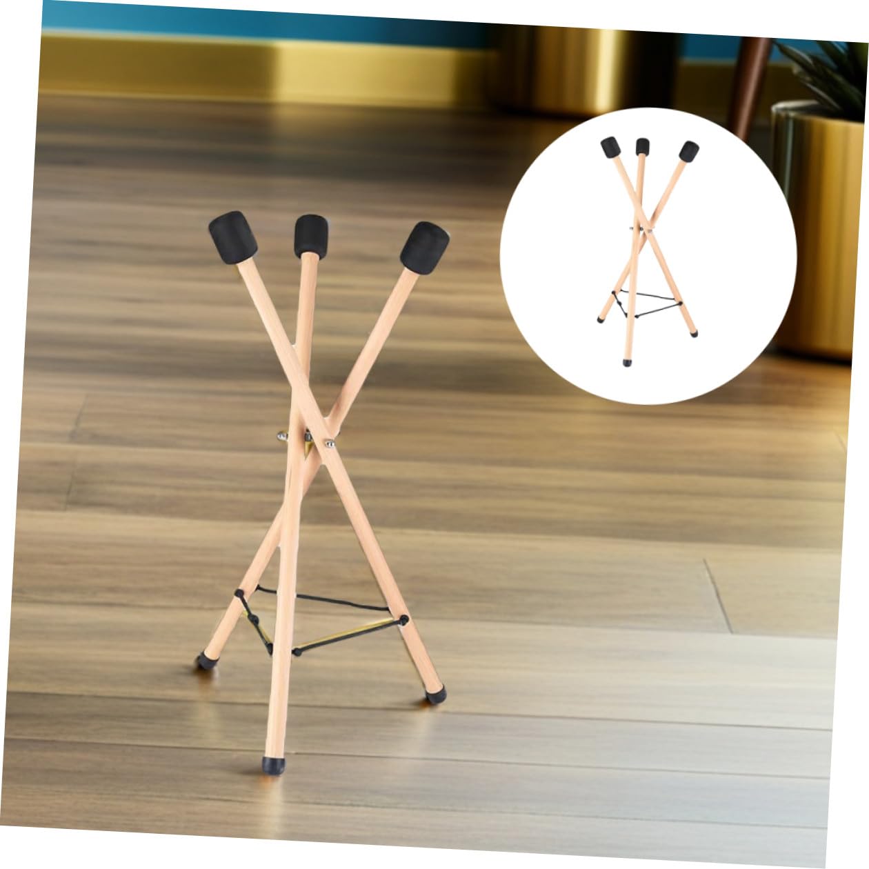Support de Tambour à Languette en Bois, Trépied Stable Pliable