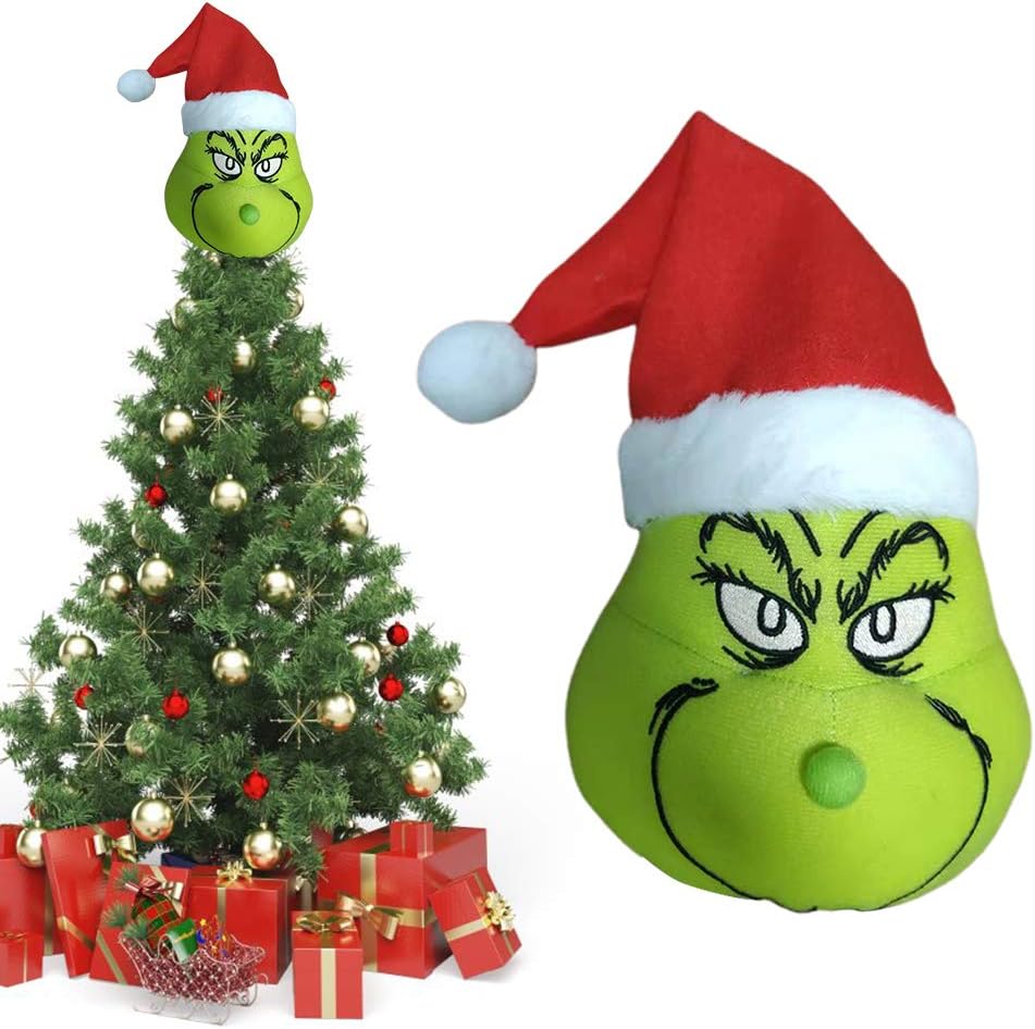 Tianbi Grinch Tree Topper, Furry Green Arm Ornament Holder, Christmas Plush Toy, A, Classic, 15.0 cm x 15.0 cm x 35.56 cm, Winter, Tree Topper