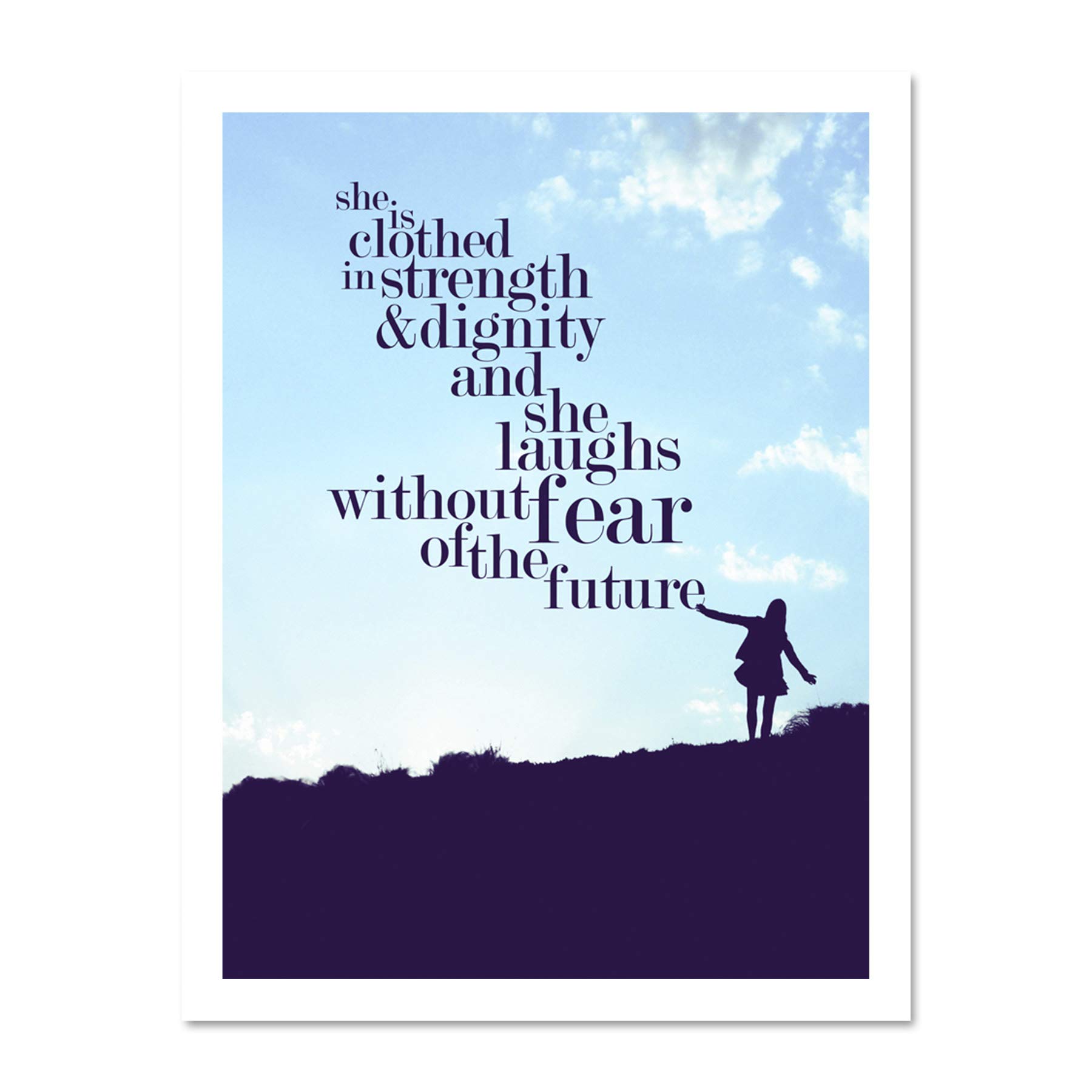 Quote She Dressed Strength Dignity Large Framed Art Print Poster Wall Decor 18x24 inch