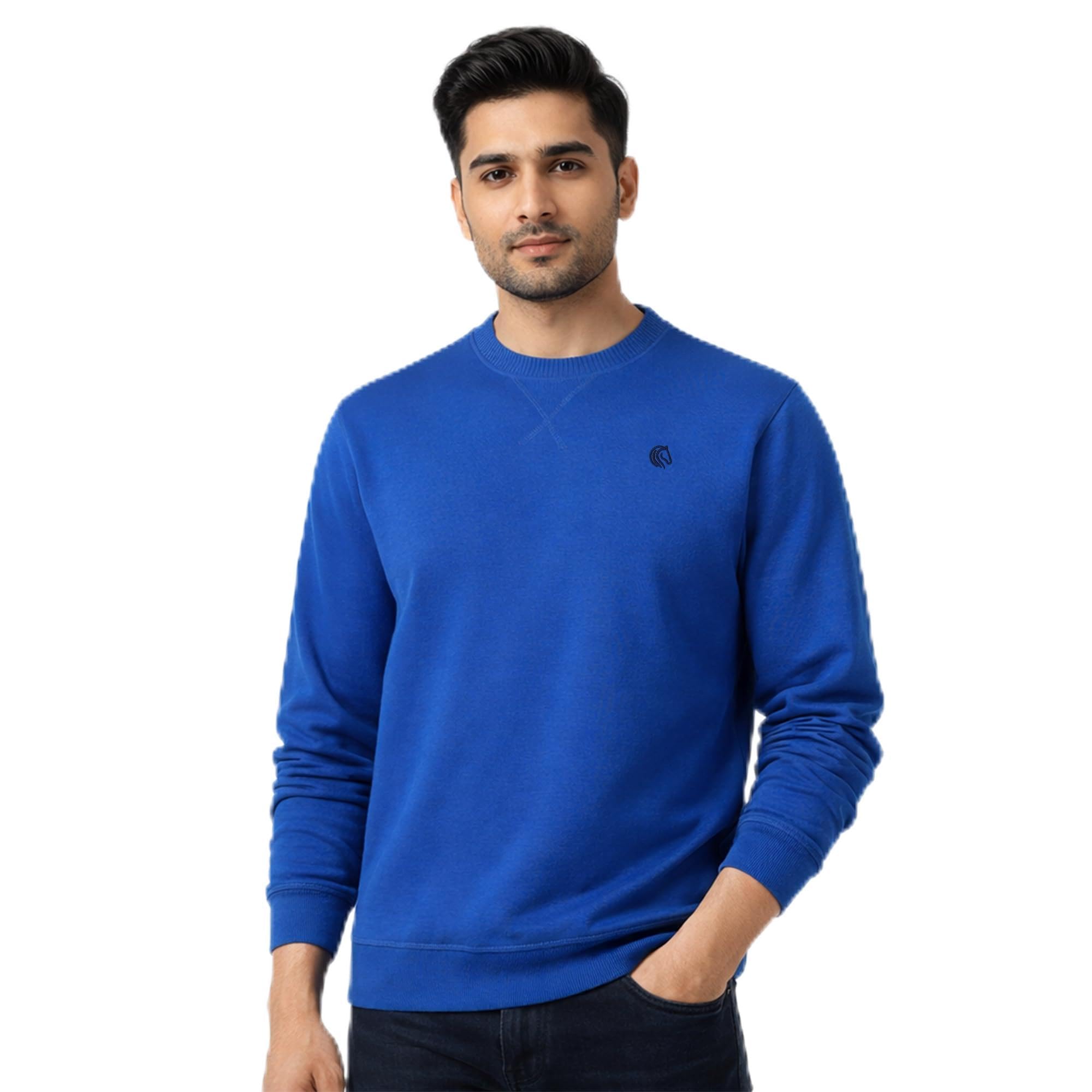 mane and mini Men’s Solid Fleece Crew Neck Sweatshirt, Regular Fit Full Sleeve for Men, Casual Use-picture-31