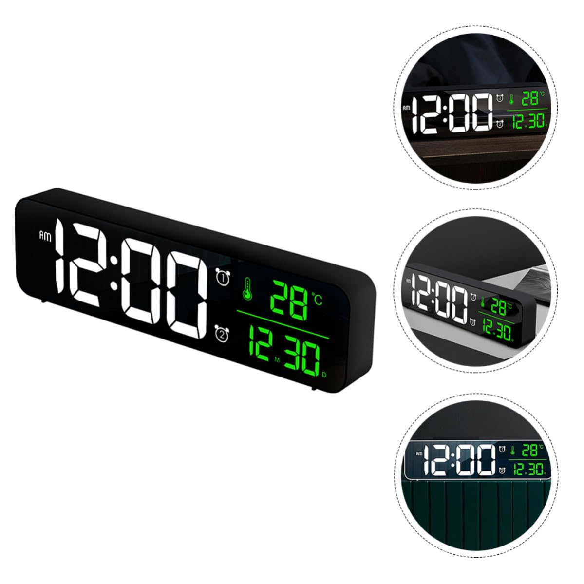SOLUSTRE Reloj Despertador LED Batería, Pantalla Luminosa, Negro
