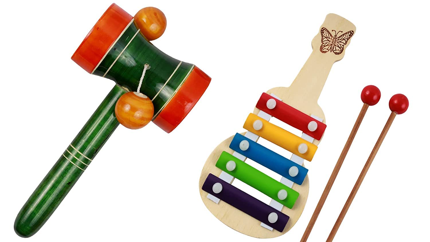 Channapatna Toys Wooden Xylophone & Damru Rattle Toys for Kids ( 1 Year+) - 5 nodes - Multicolor - Discover Music | Xylophone Musical Toy for Babies/Kids (B0B86HHWQ6) Amazon Price History, Amazon Price Tracker
