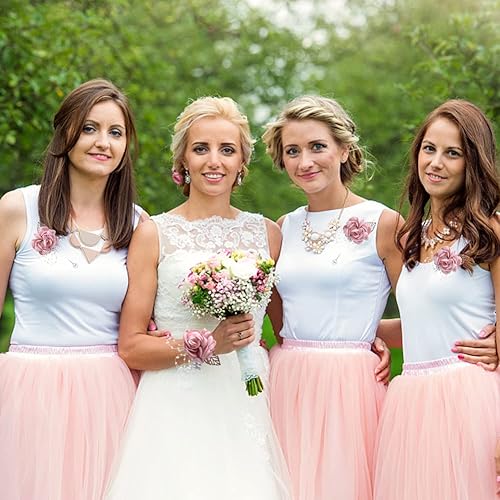 Miniatura 4 de 6 broches para damas de honor, rosas artificiales, ramillete de boda, mano, tela de seda, flores, accesorios de fiesta en casa, decoración