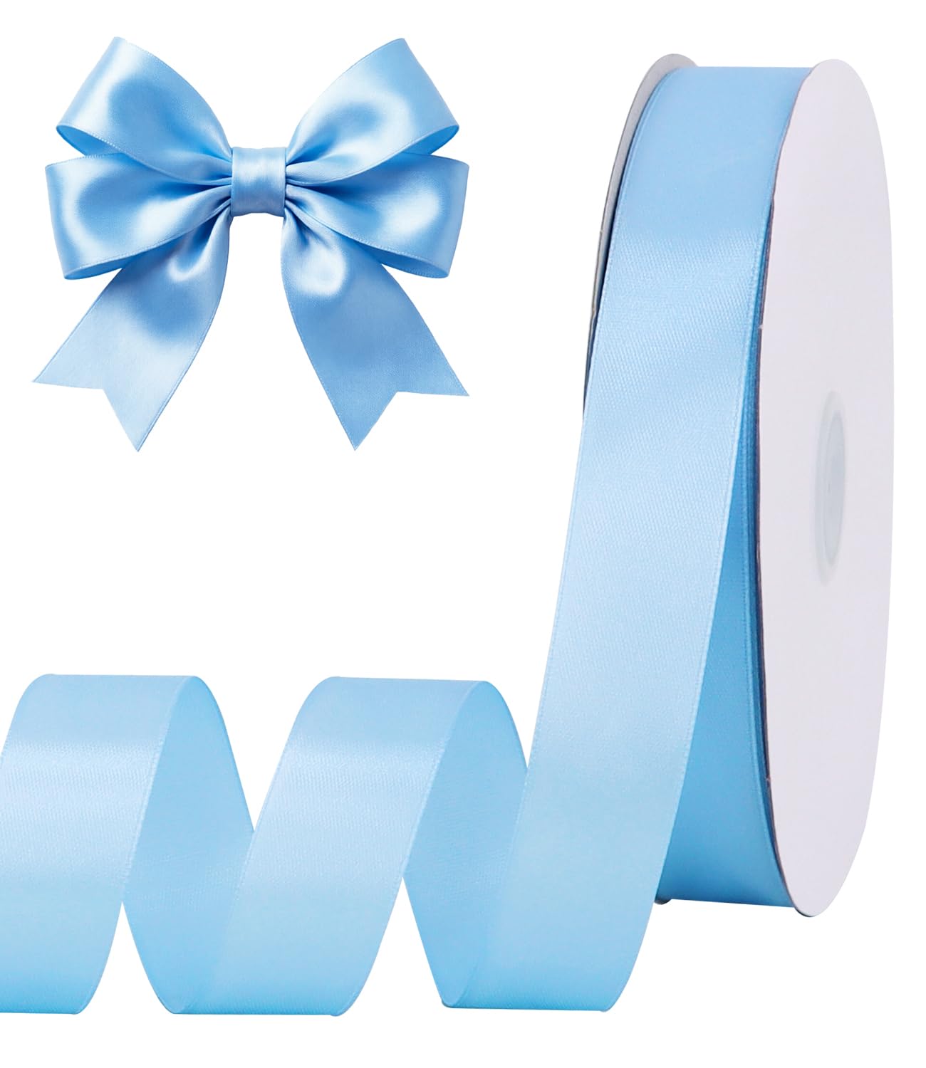 Photo 1 of TONIFUL 1 Inch x 100yds Light Blue Satin Ribbon for Crafts, Gift Wrapping