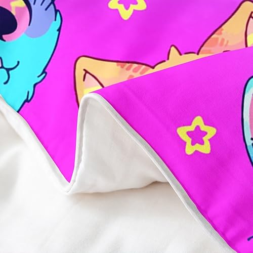 Miniatura 5 de Juego de funda de edredón de gato lindo tamaño Queen 100% algodón para niños y niñas, juego de ropa de cama con estampado de gatos para niños, lindo