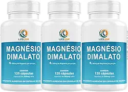 Magnésio Dimalato 600mg Life One 120 Cápsulas Kit 3 Potes