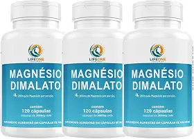 Magnésio Dimalato 600mg Life One 120 Cápsulas Kit 3 Potes