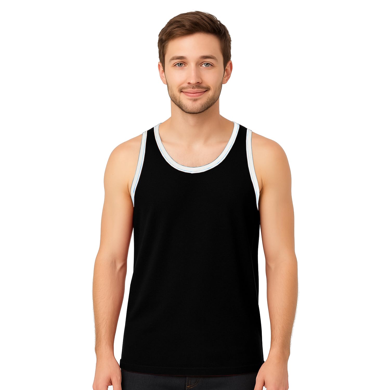 Nikaro Men's Black Cotton Gym Vest Racer Back Tank Top Sleeveless Muscle Training Workout Top Uk (3Xl)