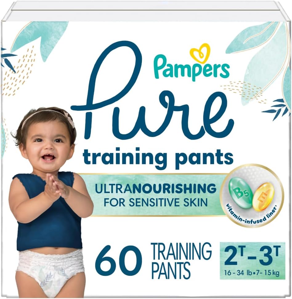 Pampers Pure Protection Training Underwear, Unisex, Size 2T3T, 60 Count, Premium, Hypoallergenic, Soft, Absorbent 2T-3T 60