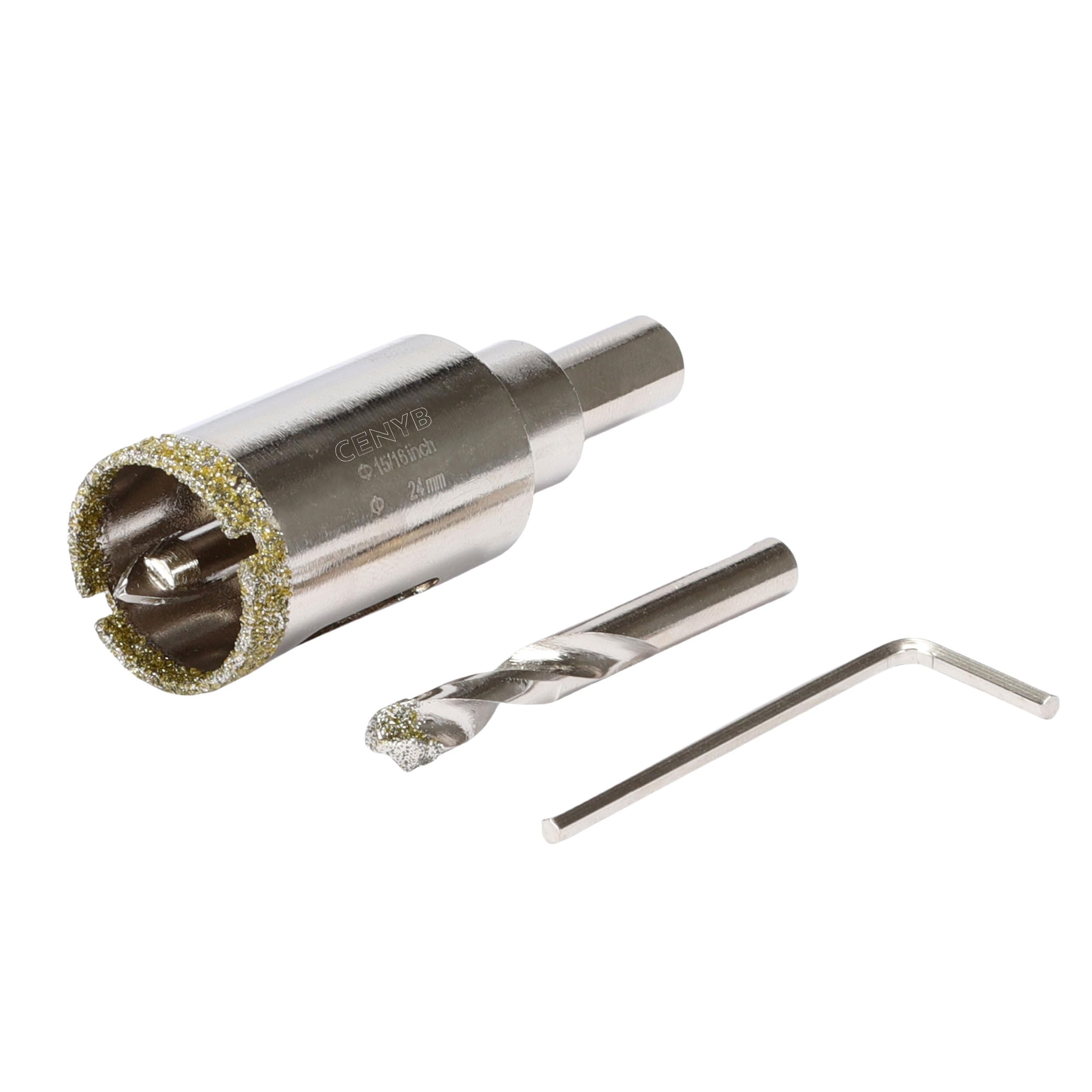 15/16 Inch 24mm Tile Hole Cutter Drill Bit Diamond Metal Hole Saw with Center Pilot Drill – Diamond-Coated for Marble, Granite, Ceramics, Porcelain Tiles, Glass — image 1