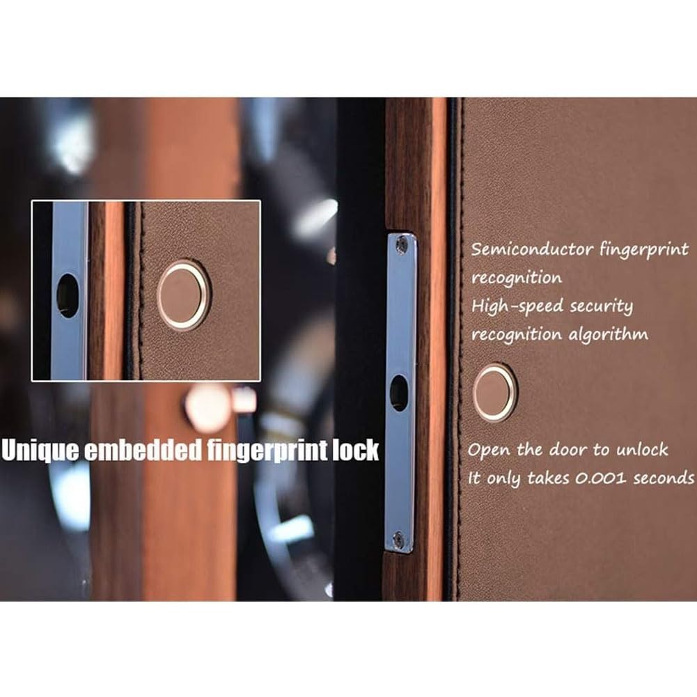 Relojero Automatico, Bobinadora de Relojes Madera Maciza de Nogal Negro 12 Winding Slots | Vertical con Reinicio Automático Totalmente Antimagnético Ultrasilencioso con Iluminación Ambiental Led