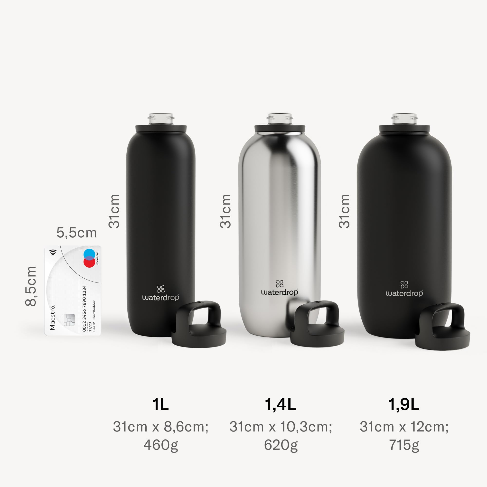 waterdrop® All Purpose Thermosflasche 1.9L. isolierte Edelstahl Trinkflasche. 24h kalt - 6h/12h heiß. auslaufsicher & bruchsicher
