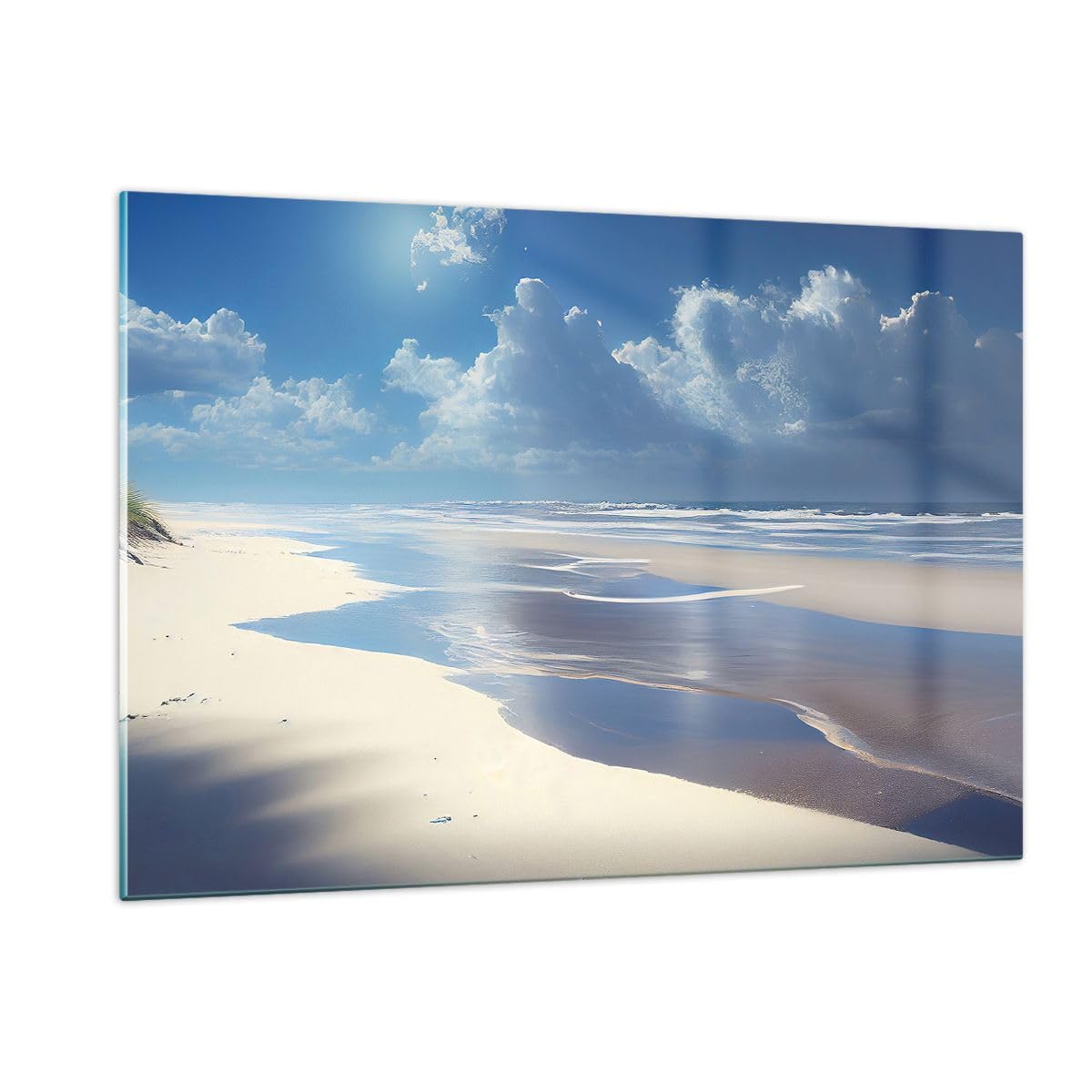 ARTTOR Vidrio Decorativo 120x80cm Moderno Horizontal Paisajes Marino - 5789 | Playa Océano Vacaciones Cuadro sobre Vidrio Grande Arte mural Dormitorio Cuadros de Pared Impresión en Cristal ARTTOR