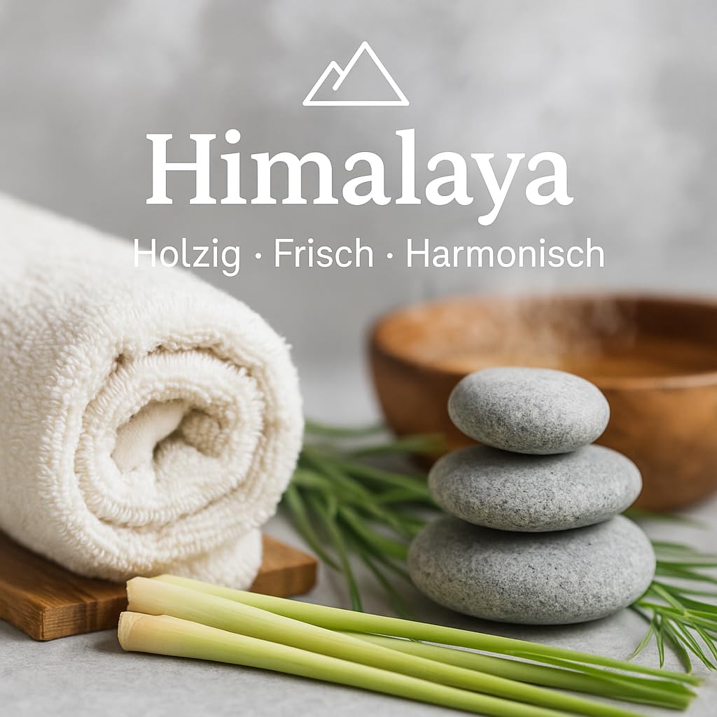 Dufte Momente Dampfbad Duftkonzentrat Himalaya 3 Liter – erdend-frischer Wellnessduft mit Edeltanne, Lemongras & Zedernholz – für Dampfbäder, Verdampferanlagen & Dampfduschen – vegan, Made in Germany