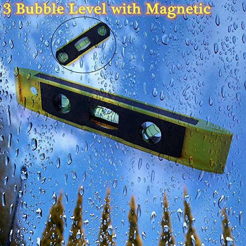 Magnetic Torpedo Level, 3 Bubble Spirit Level Magnetic Ruler Level Measuring Instrument Tool (9