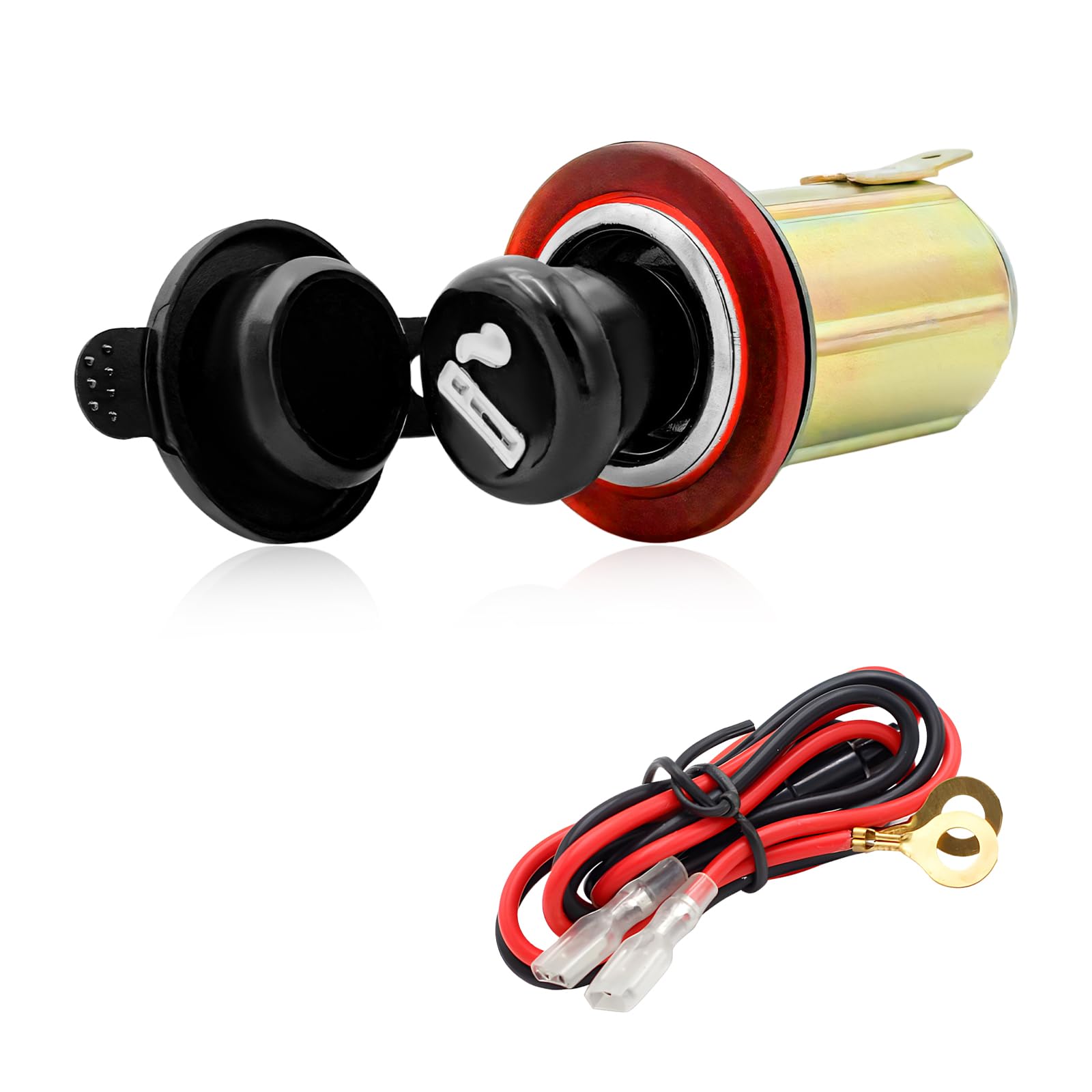 Yourkar Car Cigarette Lighter, DC 12V Auto Cigarette Lighter Socket Plug Element, Cigarette Lighter with Cable for Most Cars, Trucks, Trailers, RVs, Boats, Universal Car Accessories (Colorful, Small)