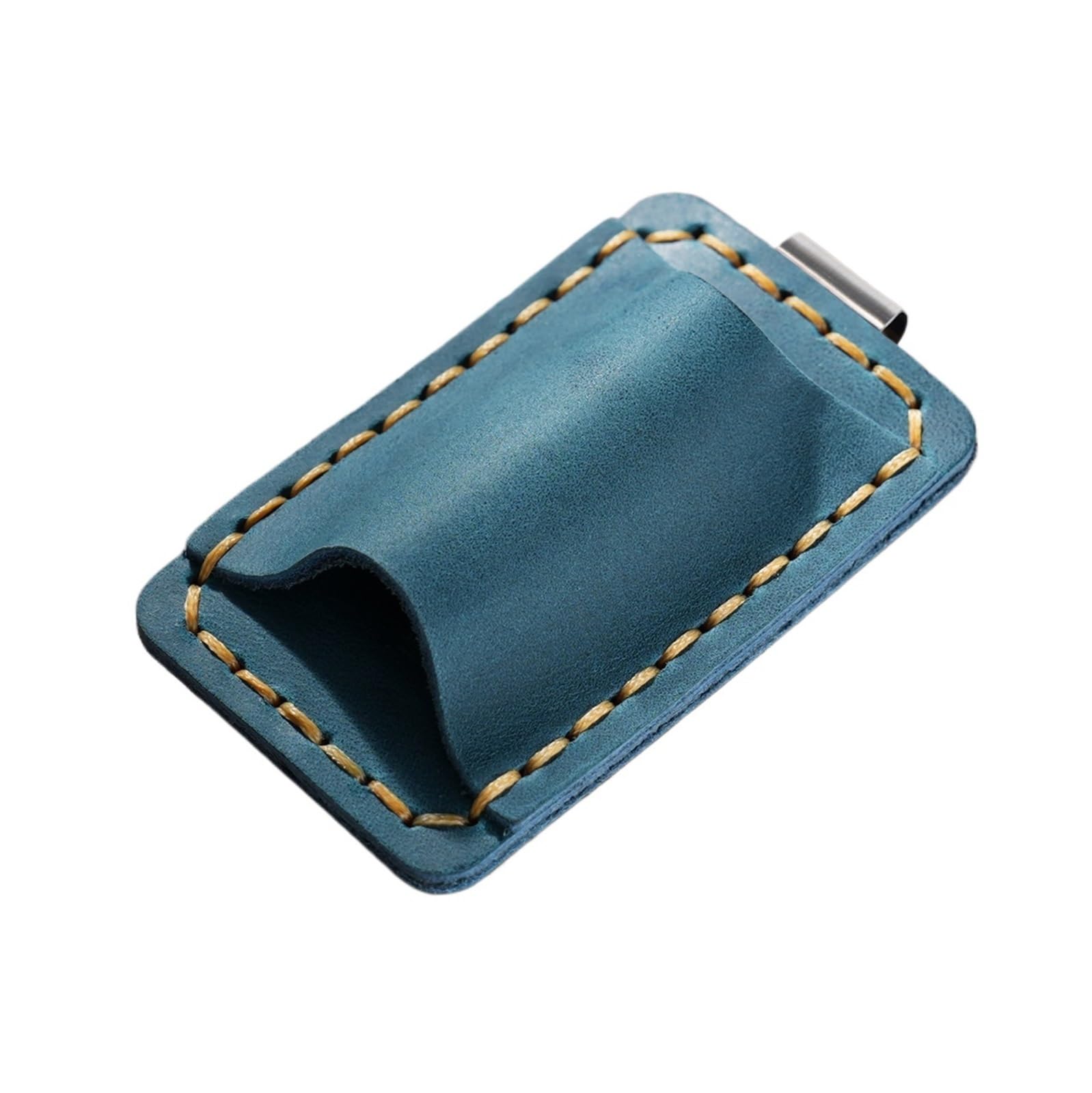 Mlyvax 32pcs Genuine Leather Pen Loop Holder For Notebooks Vintage Cowhide Pencil Holder With Metal Clip(Blue)
