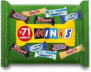 Direct Mart Mixed Mini Chocolate Multipack, Assorted Party Bag, Fun Size Chocolate Bars, Mars+Twix+Bounty+Snickers+Milky Way, Bulk Sweets, Individually Wrapped, Convenient Treat Bag (71 Chew Bars)