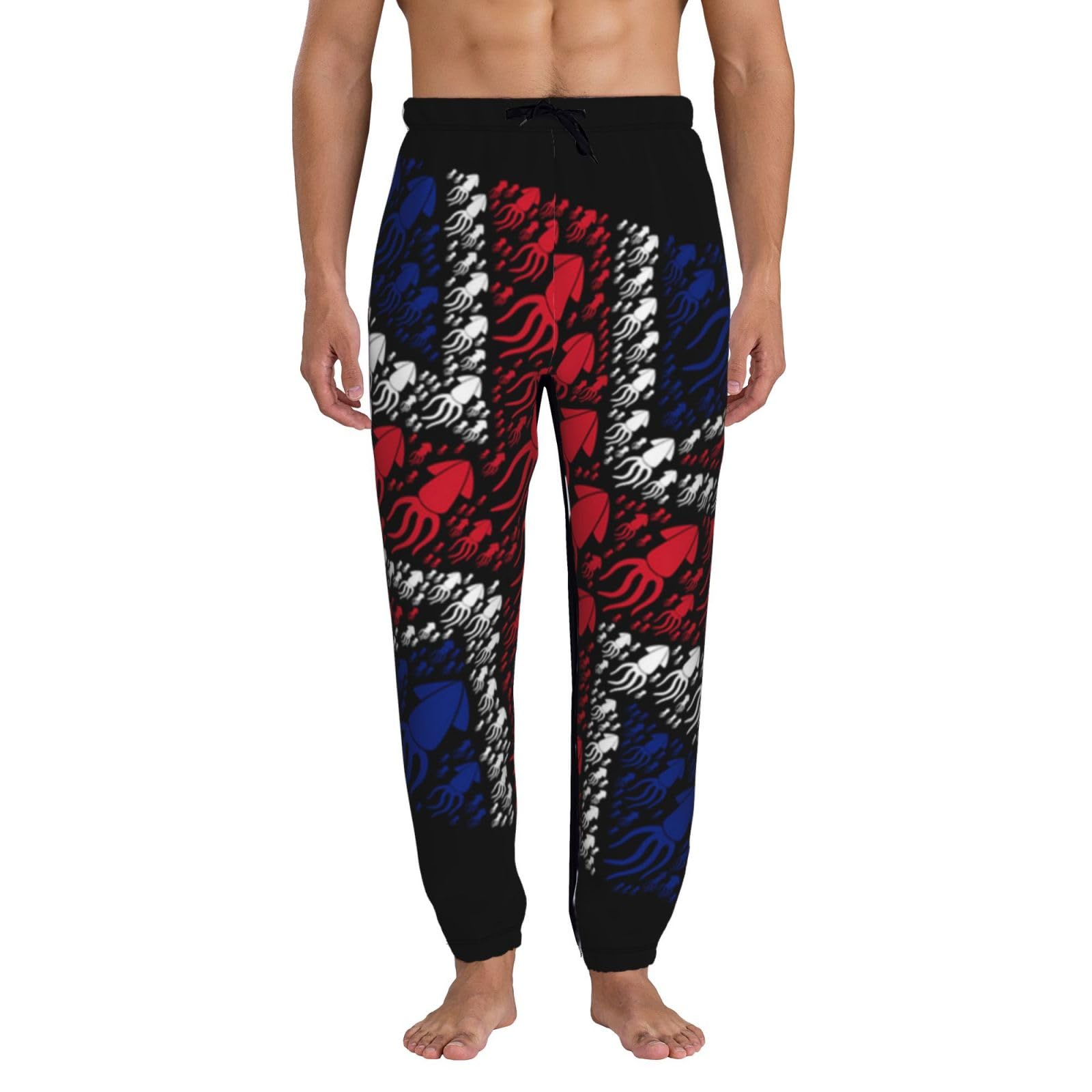 Woerexker Men's White Sweatpants Waving Squid British Flag Funky Trousers Jogger Pants With Pockets 3D Sports Leggings