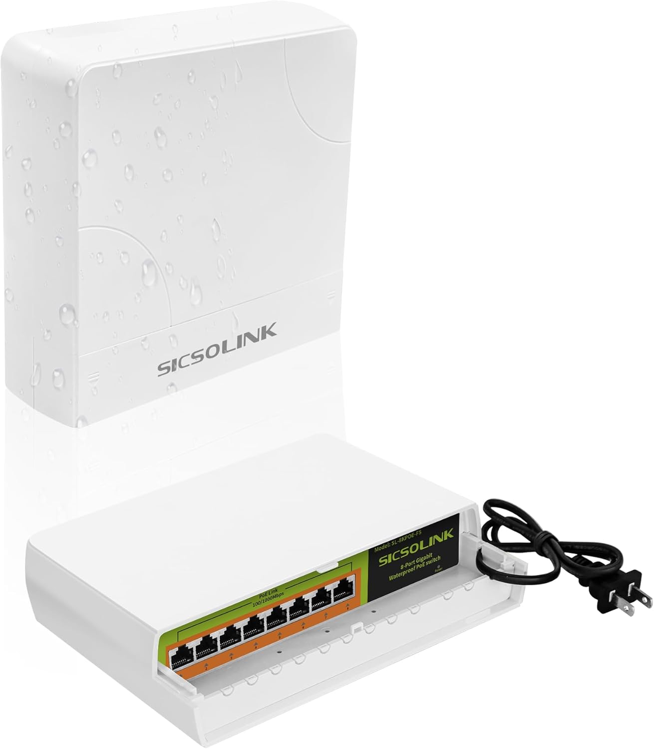 Gigabit POE Switch Waterproof 8 Port,Power Over Ethernet Total 120w, 1000Mbps, Compliant with IEEE802.3af/at, Outdoor POE+ Network Switch Plug & Play Unmanaged (8 gigabit poe Ports)