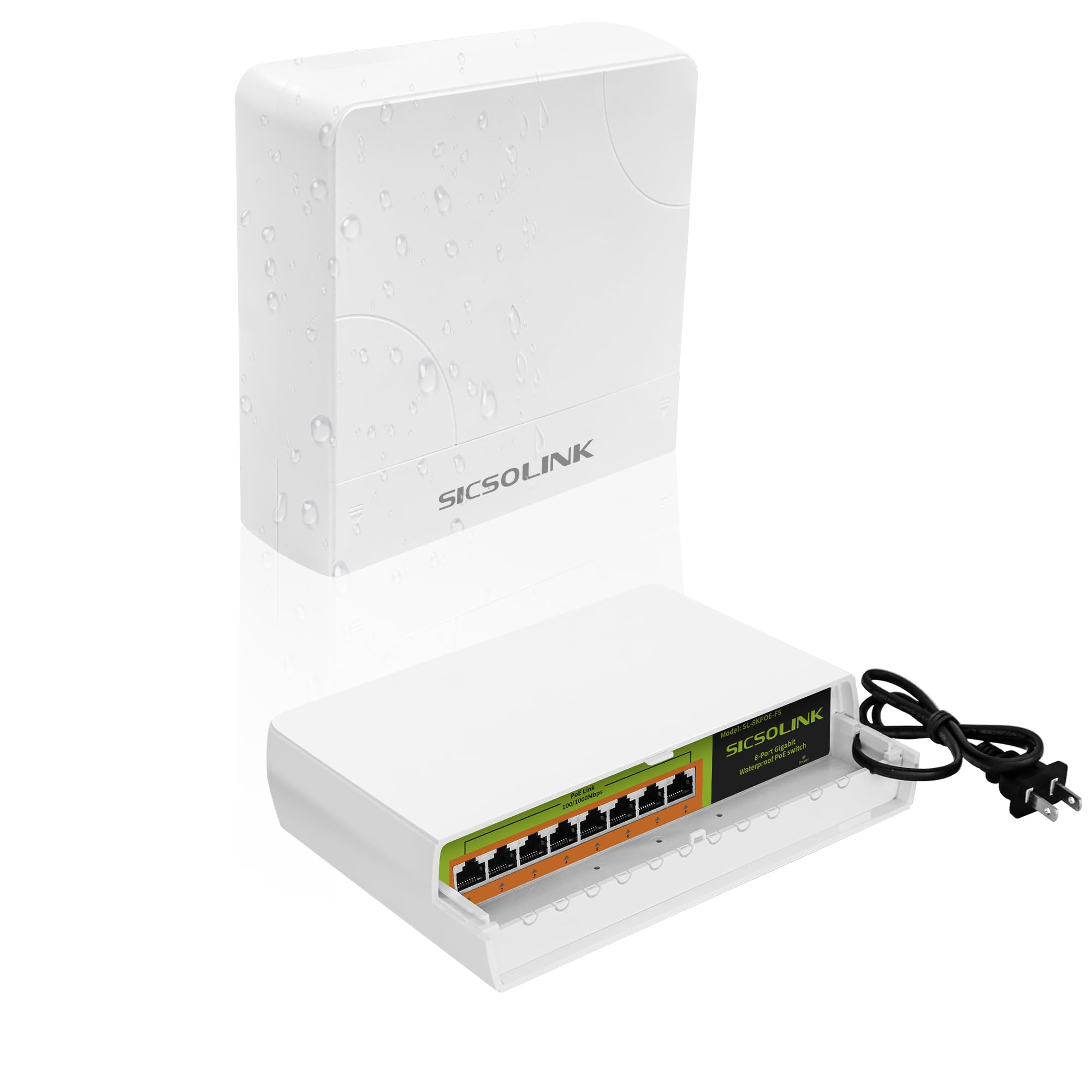 Gigabit POE Switch impermeable 8 puertos, alimentación a través de Ethernet total 120w, 1000 Mbps, compatible con IEEE802.3af/at,