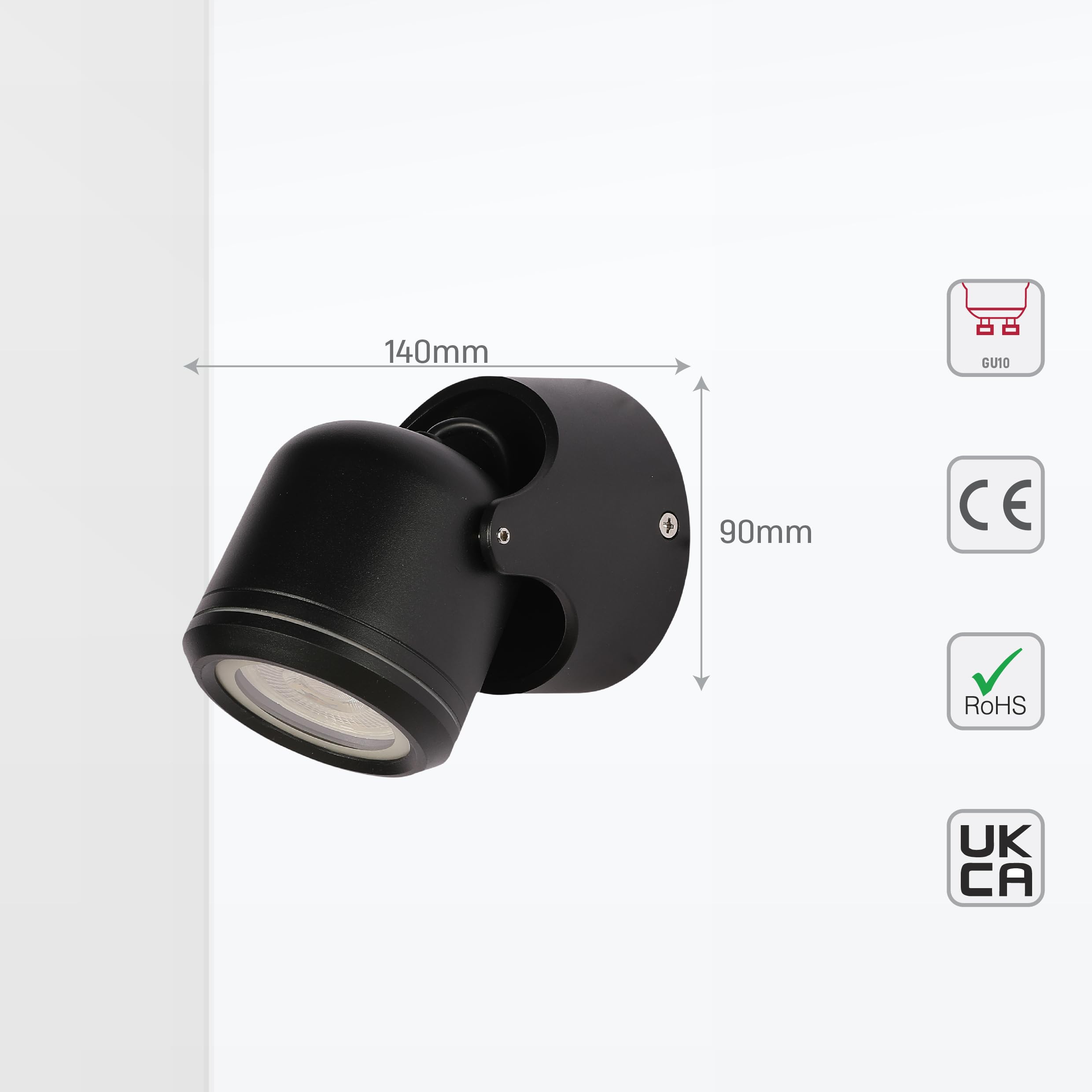 TEKLED Up Down Tiltable Black Outdoor Wall Light, 1 Lamp - Image 3