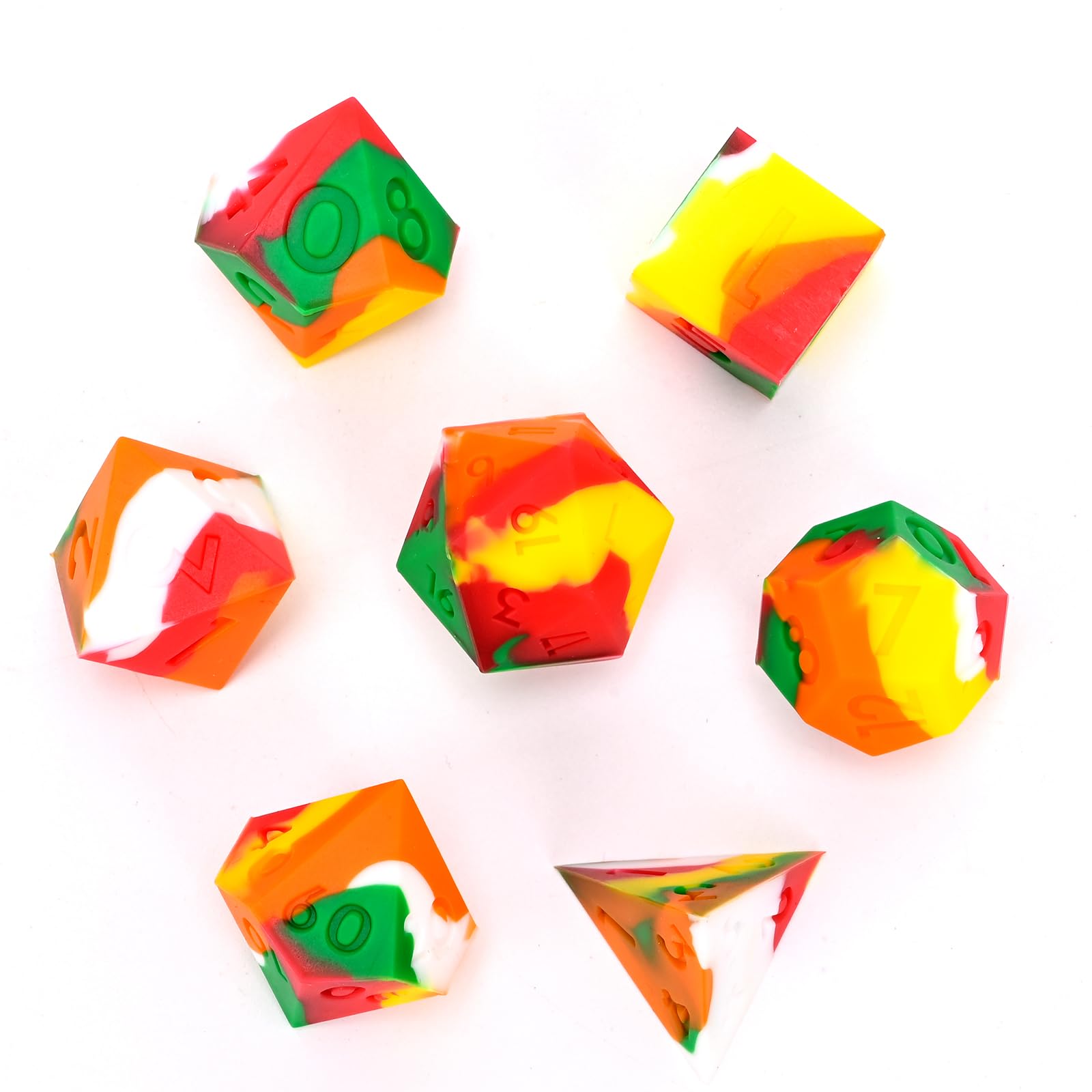 UBEUCK Silicone Dice, DND7PCS Piece Silicone Dice Set, with Flannelette Bag Storage Box, Suitable for Dungeons & Dragons Role-Playing and Board Games.