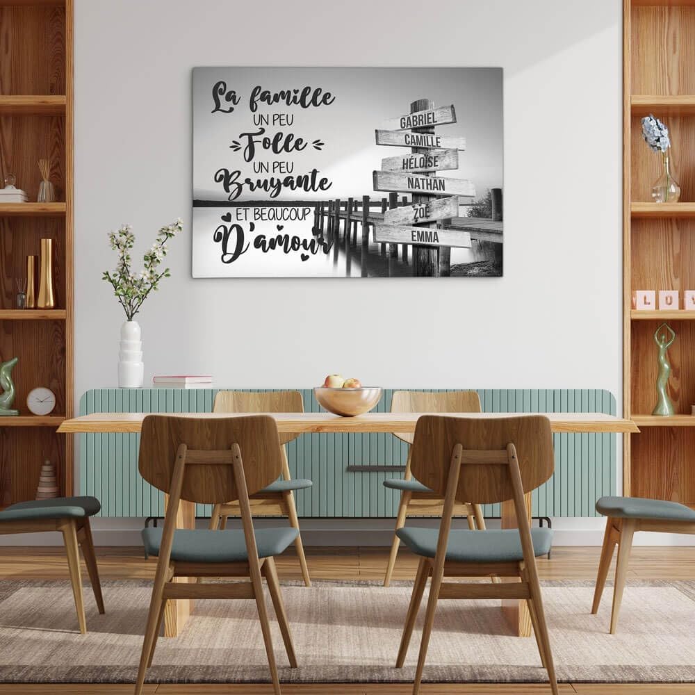 Générique Toile personnalisée avec cadre prénom famille coucher de soleil sur ponton (60 x 40 cm)