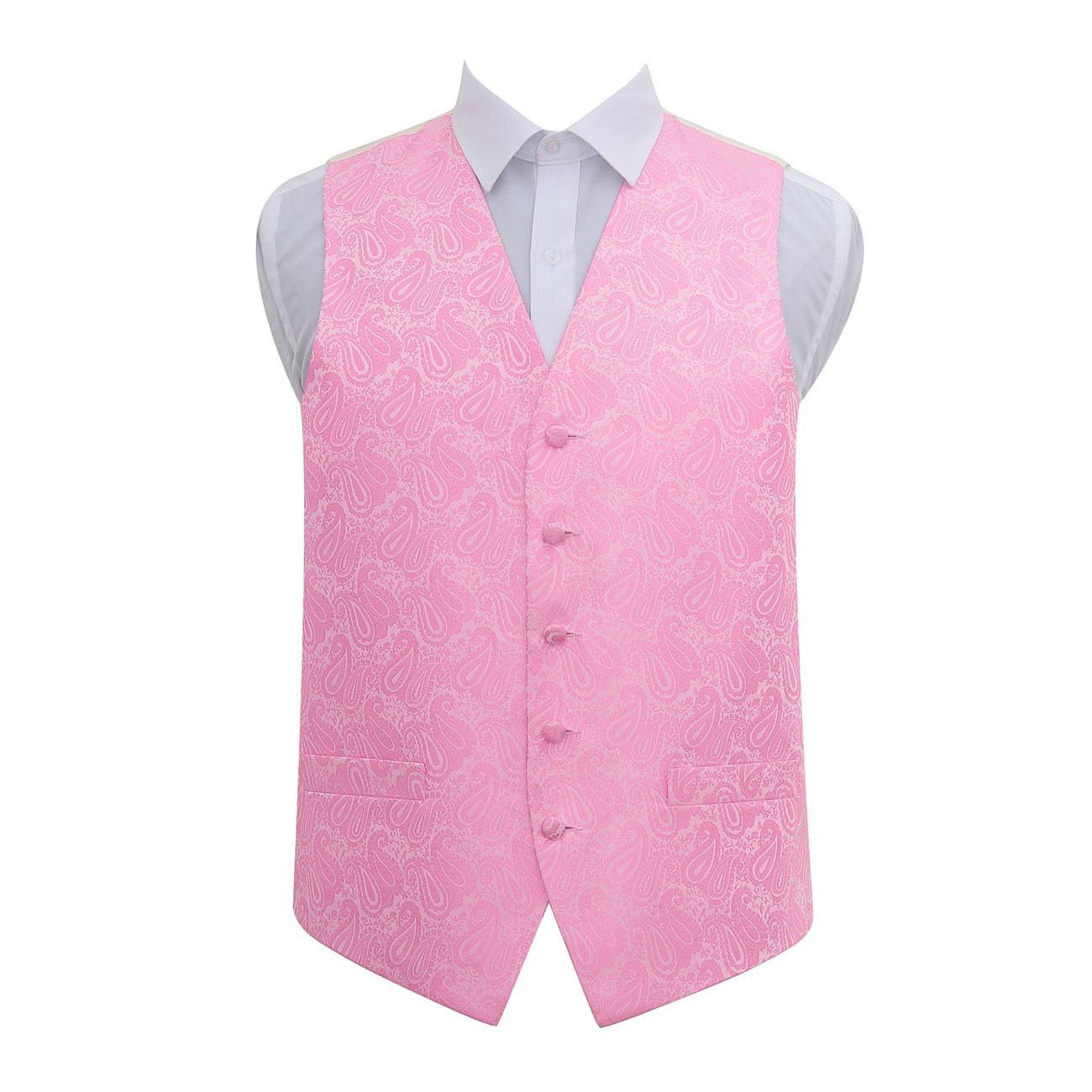 Dqt Men's Baby Pink ’S Paisley Floral Wedding Waistcoat Vest For Formal Suit – 38" (M)