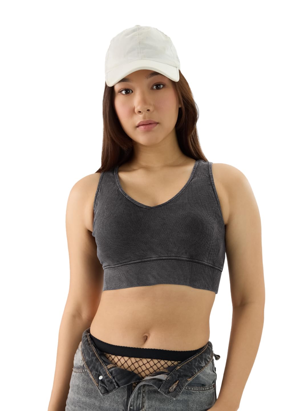 the souled store Solids: Women and Girls Sleeveless V Neck Slim Fit Cotton Blend Bralette Top-picture-36