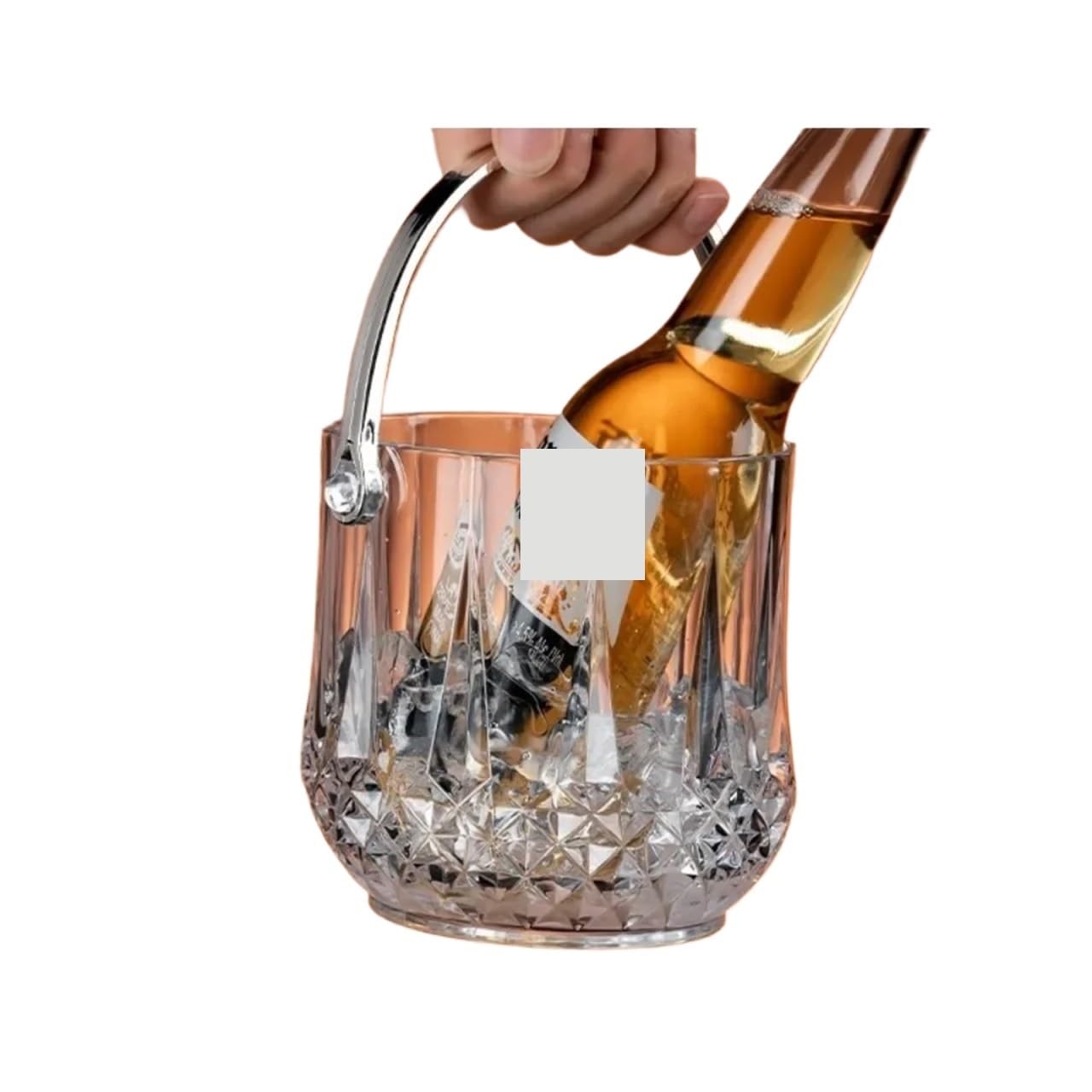Cubo de Hielo de Vidrio Transparente for Barman, Cubo de champán con Clip for Hielo for Fiestas en el Bar. per Casa, Bar(Style a)