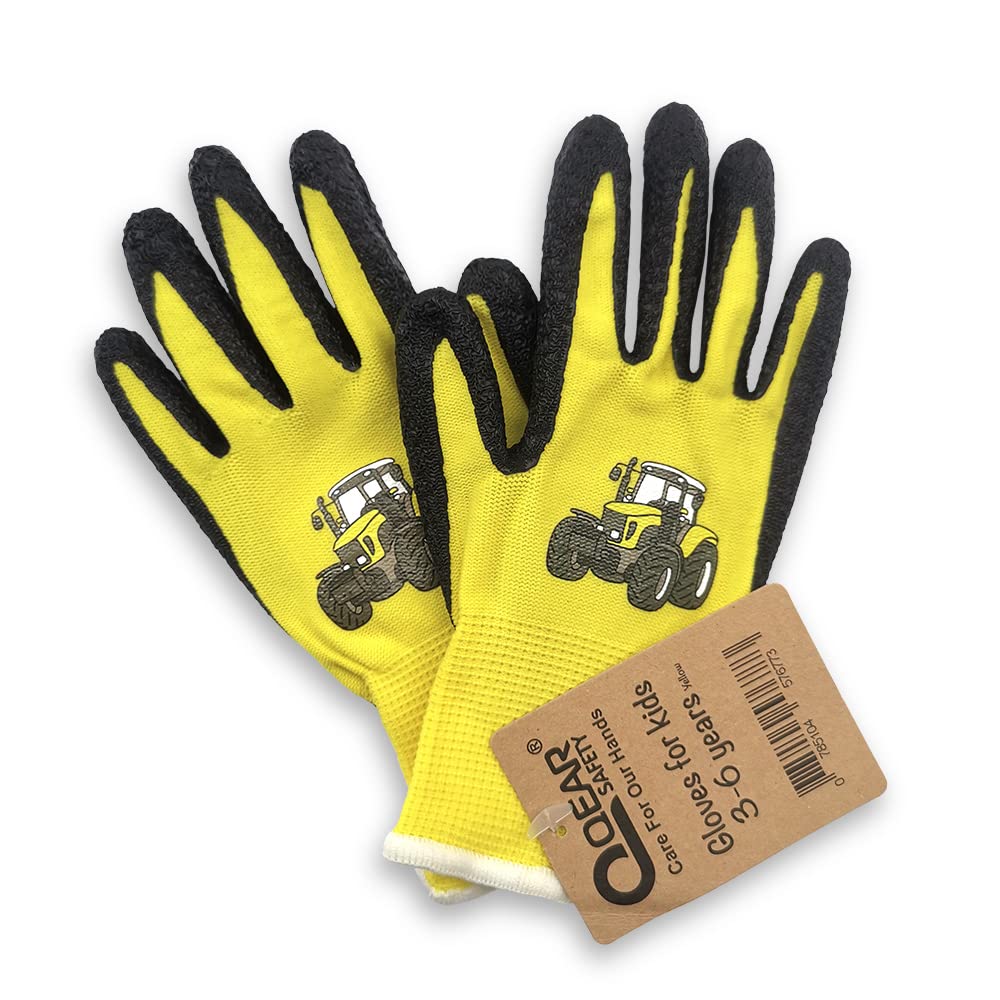 2 Pairs Kids' Garden Gloves, Latex Rubber Coated Palm for Water/Dirty Resistance,Anti-slip, Toddler, Junior, Teenages
