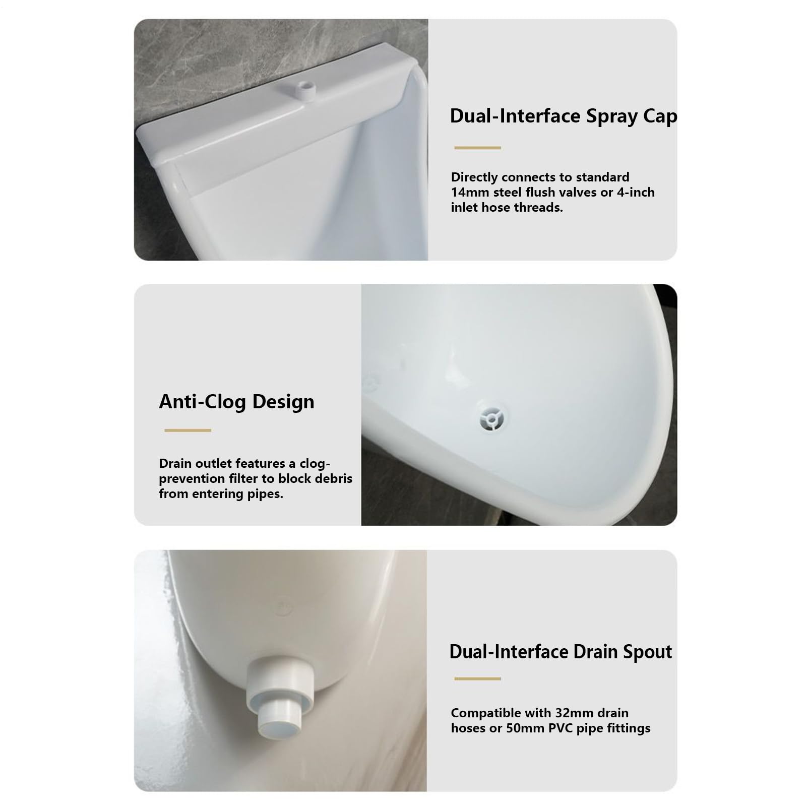 Toilettes flottantes – Toilettes pour homme avec chasse d'eau, urinoir mural | pour extérieur, dortoir, jardin, camping-car, appartement, papa, petit ami, grand-père