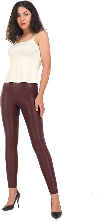 RUFIYO Faux Leather Leggings for Women High Waisted Leather Pants Pleather Leggings Brown
