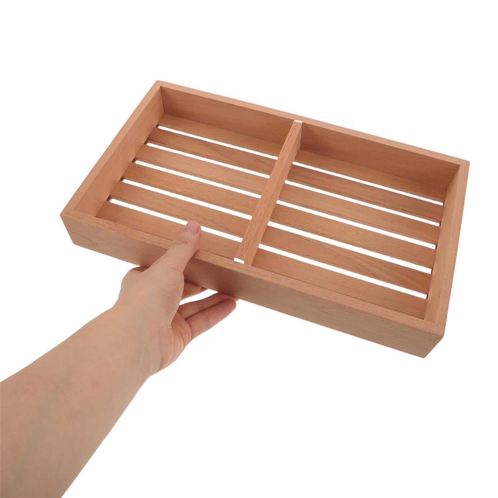 Zigarrenaufbewahrungsschale aus Holz, 1 Set, braun, mit Feuchtigkeitsblättern, verstellbaren Trennwänden und 30,5 CM Breite für Organisation von Schreibtisch und Schublade