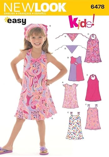 New Look Childrens Easy Sewing Pattern 6478 Dresses & Head Scarf