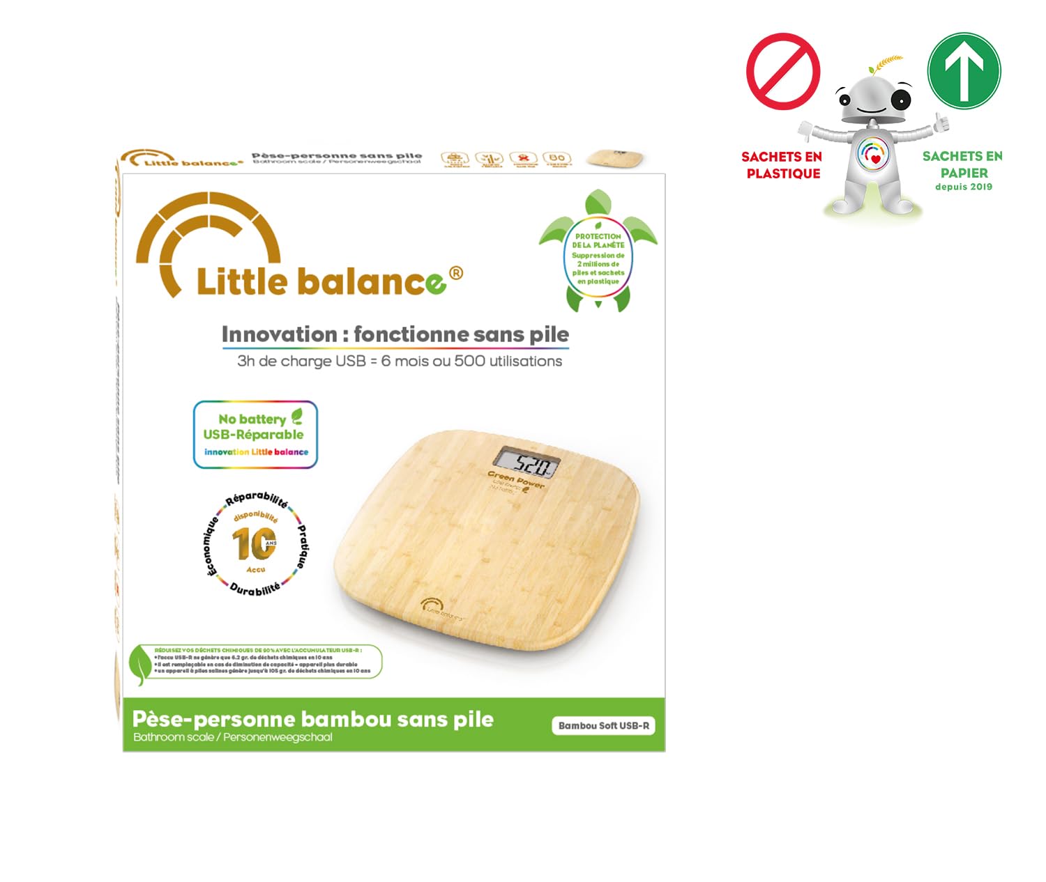 Pèse personne Little Balance Soft Bambou USB R 8677 Beige