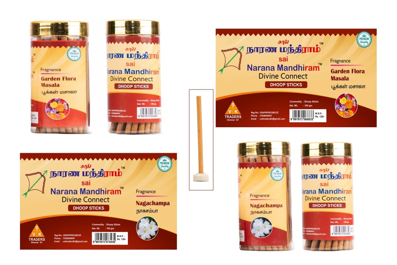 Divine Connect Nagachampa & Garden Floral Dhoop Stick Combo Pack of 2 | Herbal Masala Sticks with Natural Fragrance | Smooth Burning & Aromatic | Cylindrical Shape-image-5