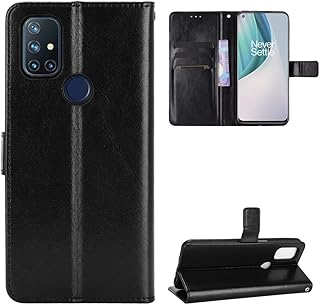 QiongNi Case for OnePlus Nord N10 5G Case Cover,Flip Leather Wallet Cover Case for OnePlus Nord N10 5G BE2029 Case Black
