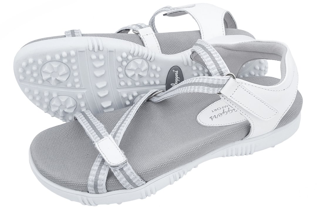 Sandbaggers Galia Women's Golf Sandals (7, White)