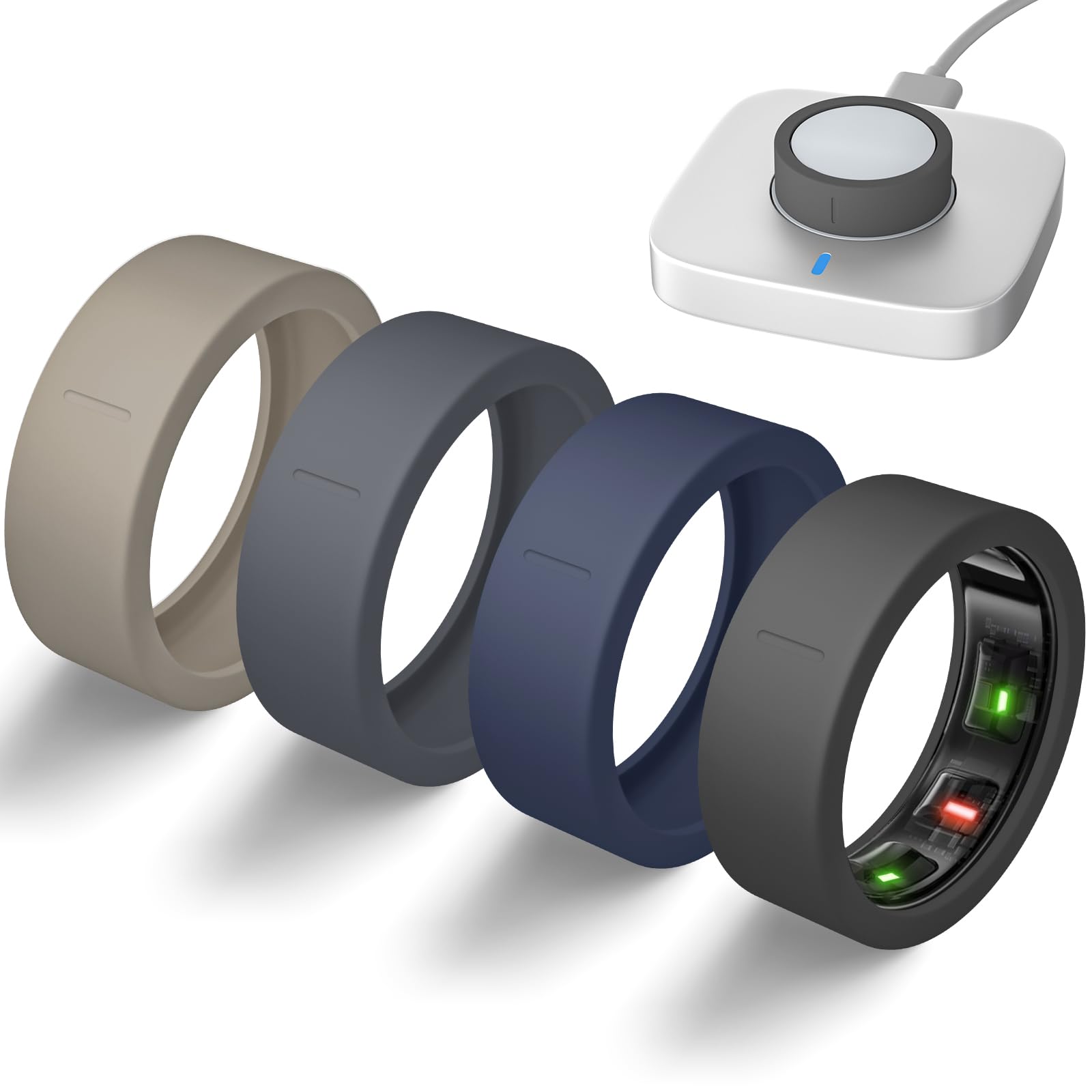 Paquete de 4 fundas ultrafinas compatibles con Oura Ring Gen 4/Oura Gen 3 | Funda protectora de silicona elástica antiarañazos para ULTRAHUMAN Ring AIR/RingConn Gen 3/Gen 2/2 Air