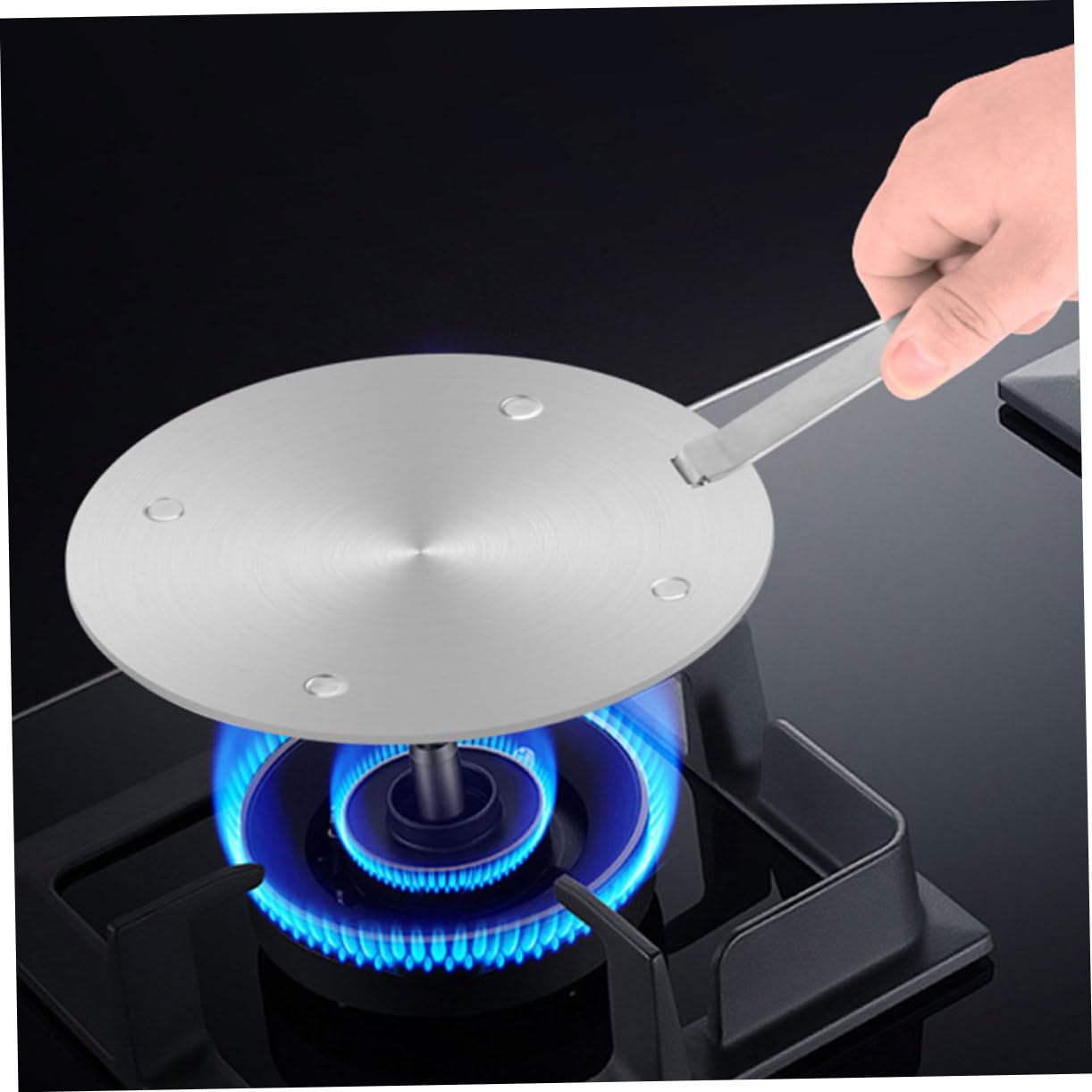 Piastra di induzione Diffusore di Calore Adattatore in Acciaio Inox 30 Cm Manico per a Gas ed Elettrici Distribuzione Uniforme Sbrinamento Utensile da Cucina