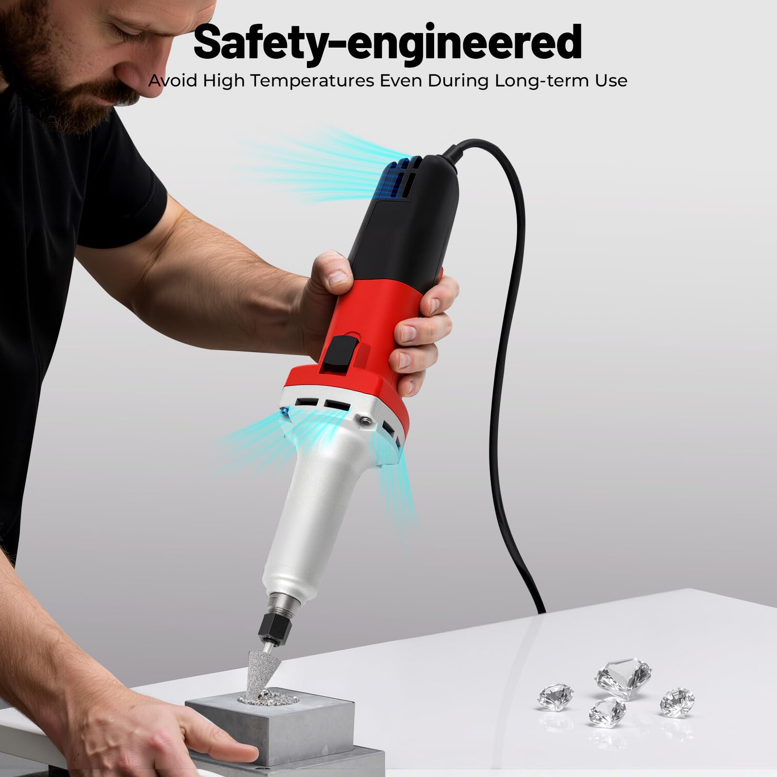 750 W Mini Smerigliatrice diritta, elettrica Levigatrice a collo Ø6 mm, 27000 giri/min