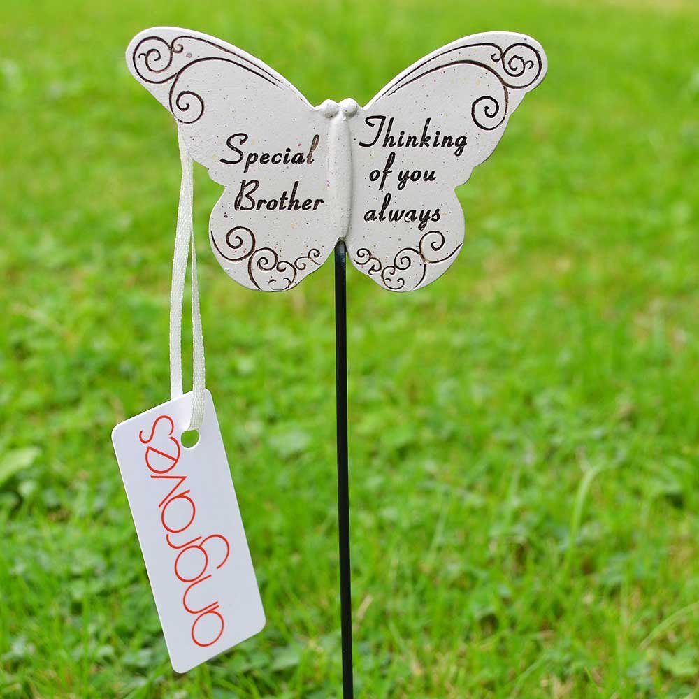 Angraves Thinking Of Special Brother Butterfly Memorial Tribute Stick Graveside Plaque